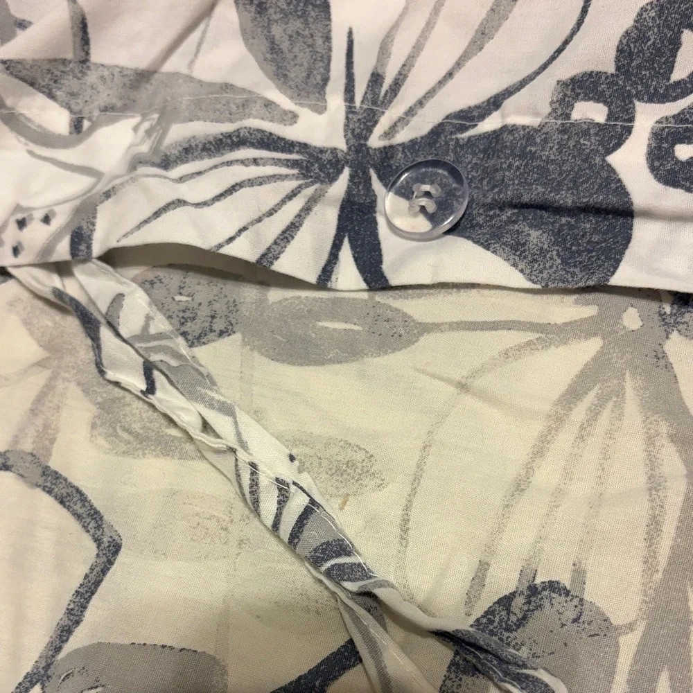 West Elm Twin Duvet Covers and Shams with Gray and White Floral Bird Design
